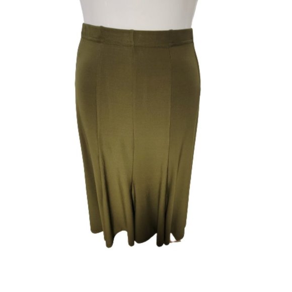 Olive Green Skirt Elastic Waist Flare Skirt Various Size - S/P, Size M - Picture 2 of 5